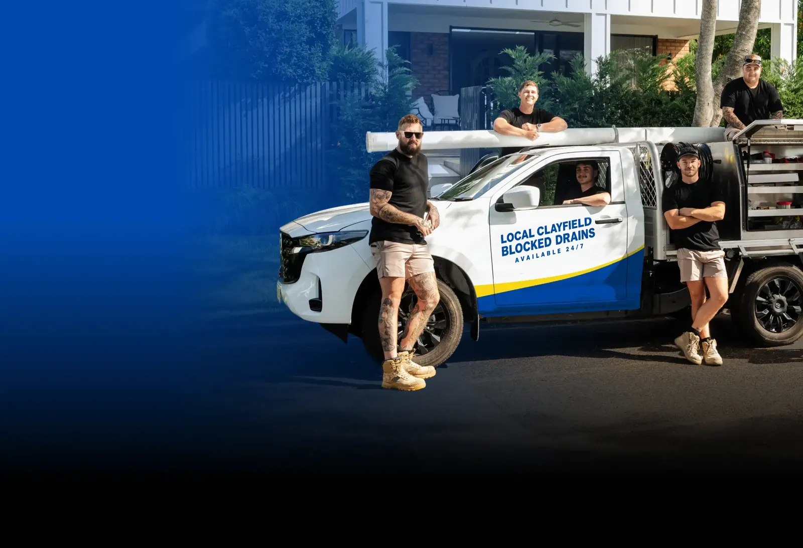 Local Clayfield Blocked Drains team with the ute